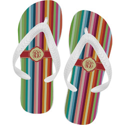Retro Vertical Stripes Flip Flops - Small (Personalized)
