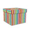 Retro Vertical Stripes Gift Boxes with Lid - Canvas Wrapped - Medium - Front/Main