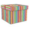 Retro Vertical Stripes Gift Boxes with Lid - Canvas Wrapped - X-Large - Front/Main