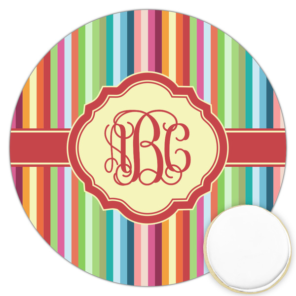 Custom Retro Vertical Stripes Printed Cookie Topper - 3.25" (Personalized)