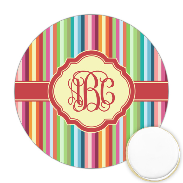 Custom Retro Vertical Stripes Printed Cookie Topper - 2.5" (Personalized)