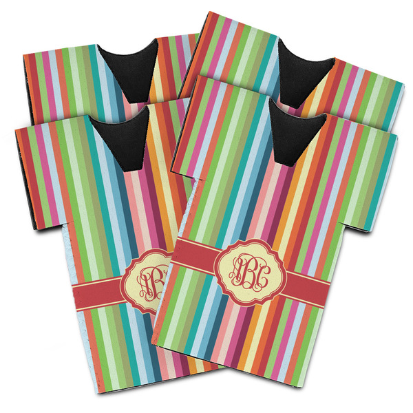 Custom Retro Vertical Stripes Jersey Bottle Cooler - Set of 4 (Personalized)