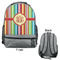 Retro Vertical Stripes Large Backpack - Gray - Front & Back View