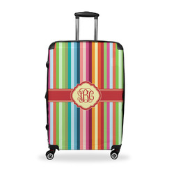 Retro Vertical Stripes Suitcase - 28" Large - Checked w/ Monogram