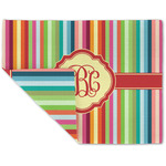 Retro Vertical Stripes Double-Sided Linen Placemat - Single w/ Monogram