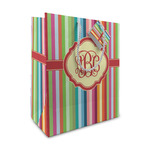 Retro Vertical Stripes Medium Gift Bag (Personalized)