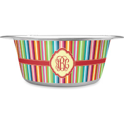 Retro Vertical Stripes Stainless Steel Dog Bowl - Medium (Personalized)