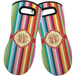 Retro Vertical Stripes Neoprene Oven Mitts - Set of 2 w/ Monogram