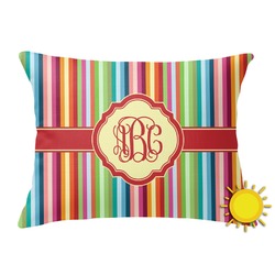 Retro Vertical Stripes Outdoor Throw Pillow (Rectangular) (Personalized)