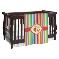 Retro Vertical Stripes Baby Blanket (Double Sided) (Personalized)