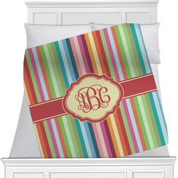 Retro Vertical Stripes Minky Blanket - Twin / Full - 80"x60" - Double Sided (Personalized)