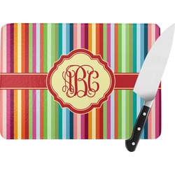 Retro Vertical Stripes Rectangular Glass Cutting Board (Personalized)