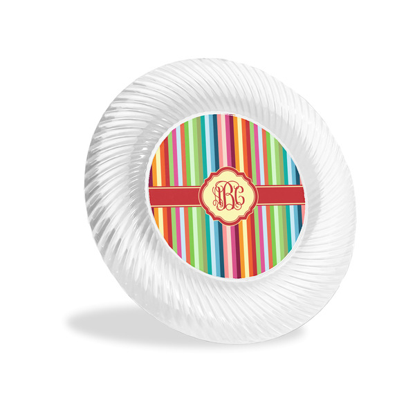 Custom Retro Vertical Stripes Plastic Party Appetizer & Dessert Plates - 6" (Personalized)