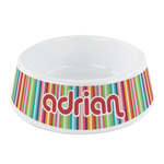 Retro Vertical Stripes Plastic Dog Bowl - Small (Personalized)