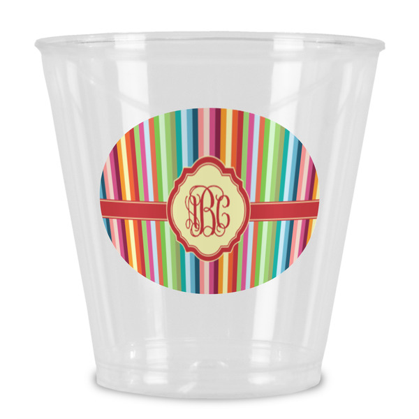 Custom Retro Vertical Stripes Plastic Shot Glass (Personalized)