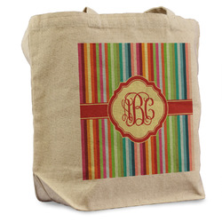 Retro Vertical Stripes Reusable Cotton Grocery Bag (Personalized)