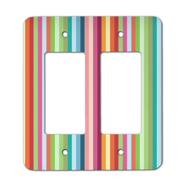 Custom Retro Vertical Stripes Rocker Style Light Switch Cover - Two Switch