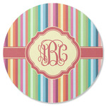 Retro Vertical Stripes Round Rubber Backed Coaster (Personalized)