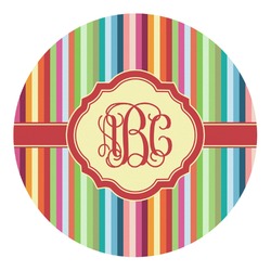 Retro Vertical Stripes Round Decal - Large (Personalized)