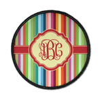 Retro Vertical Stripes Iron On Round Patch w/ Monogram