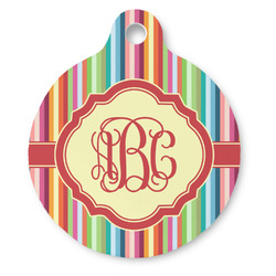 Retro Vertical Stripes Round Pet ID Tag - Large (Personalized)