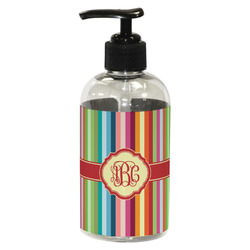 Retro Vertical Stripes Plastic Soap / Lotion Dispenser (8 oz - Small - Black) (Personalized)