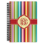 Retro Vertical Stripes Spiral Notebook - 7x10 w/ Monogram