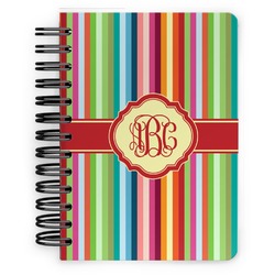 Retro Vertical Stripes Spiral Notebook - 5x7 w/ Monogram