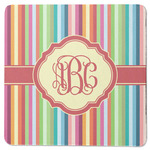 Retro Vertical Stripes Square Rubber Backed Coaster (Personalized)