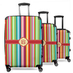 Retro Vertical Stripes 3 Piece Luggage Set - 20" Carry On, 24" Medium Checked, 28" Large Checked (Personalized)