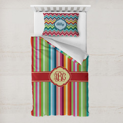 Retro Vertical Stripes Toddler Bedding Set - With Pillowcase (Personalized)