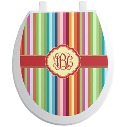Retro Vertical Stripes Toilet Seat Decal - Round (Personalized)