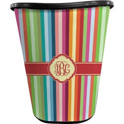 Retro Vertical Stripes Waste Basket - Single Sided (Black) (Personalized)