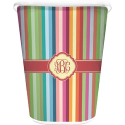 Retro Vertical Stripes Waste Basket - Double Sided (White) (Personalized)