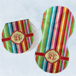 Retro Vertical Stripes Burp Pads - Velour - Set of 2 w/ Monogram