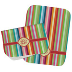 Retro Vertical Stripes Burp Cloths - Fleece - Set of 2 w/ Monogram