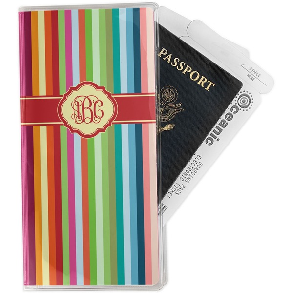 Custom Retro Vertical Stripes Travel Document Holder