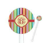 Retro Vertical Stripes 5.5" Round Plastic Stir Sticks - White - Double Sided (Personalized)