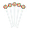 Retro Vertical Stripes White Plastic 7" Stir Stick - Round - Fan View