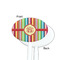 Retro Vertical Stripes White Plastic 7" Stir Stick - Single Sided - Oval - Front & Back