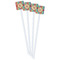 Retro Vertical Stripes White Plastic Stir Stick - Double Sided - Square - Front