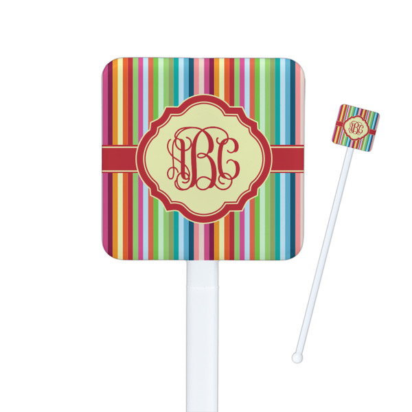 Custom Retro Vertical Stripes Square Plastic Stir Sticks (Personalized)