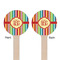 Retro Vertical Stripes Wooden 6" Stir Stick - Round - Double Sided - Front & Back