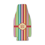 Retro Vertical Stripes Zipper Bottle Cooler (Personalized)