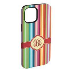 Retro Vertical Stripes iPhone Case - Rubber Lined - iPhone 15 Plus (Personalized)