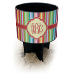 Retro Vertical Stripes Black Beach Spiker Drink Holder (Personalized)