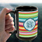 Retro Horizontal Stripes 15oz. Black Mug - LIFESTYLE