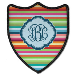 Retro Horizontal Stripes Iron On Shield Patch B w/ Monogram