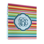 Retro Horizontal Stripes 3 Ring Binder - Full Wrap - 1" (Personalized)