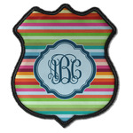 Retro Horizontal Stripes Iron On Shield Patch C w/ Monogram